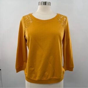 Iris Los Angeles Womens Mustard Yellow Lace
Sweatshirt 3/4 Sleeve size L…